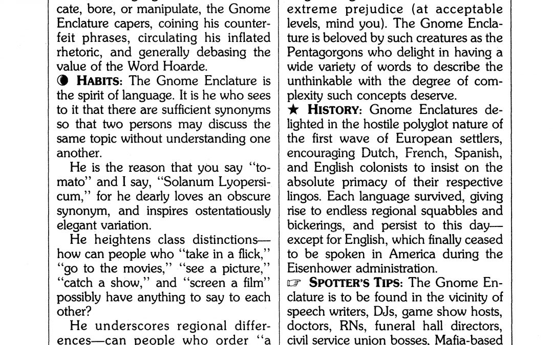 THE GNOME ENCLATURE