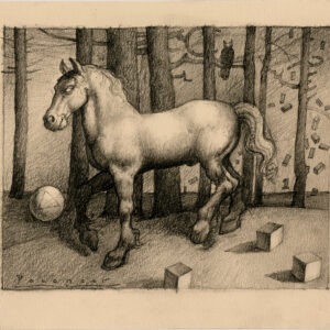 *SOLD* The Owl and the Horse - drawing by John Jude Palencar